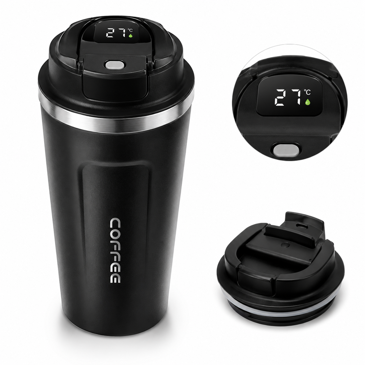Vaso térmico inteligente negro mate